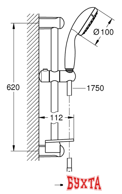 Душевой гарнитур  Grohe New Tempesta 100 28593002