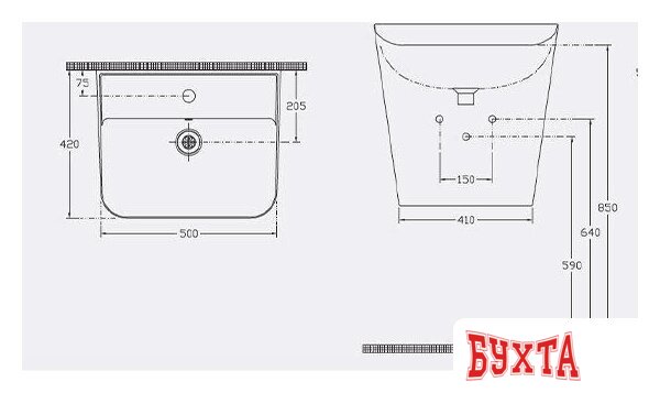 Умывальник Isvea Sott Aqua Monoblock 10SQ37002B