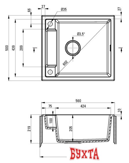 Кухонная мойка Deante Magnetic ZRM N103