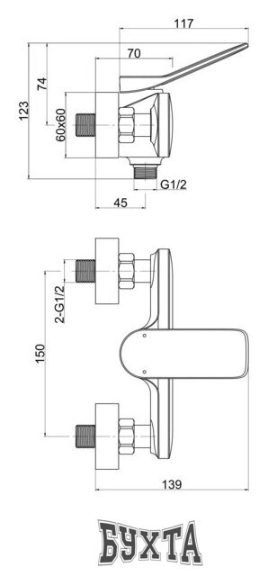 Смеситель Cersanit Odra 63052