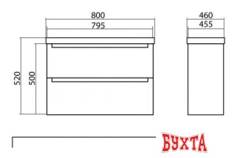Мебель для ванных комнат Аква Родос Тумба HeadWay 80 АР0001773 с умывальником Дельта 80 (белый)