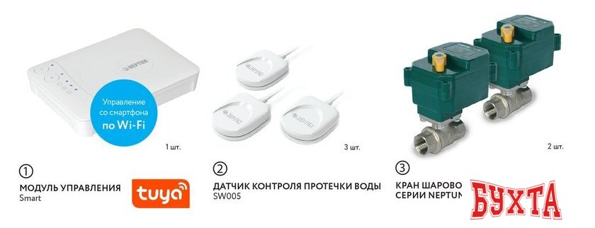 Набор защиты от протечек Neptun Bugatti Smart Tuya 3/4