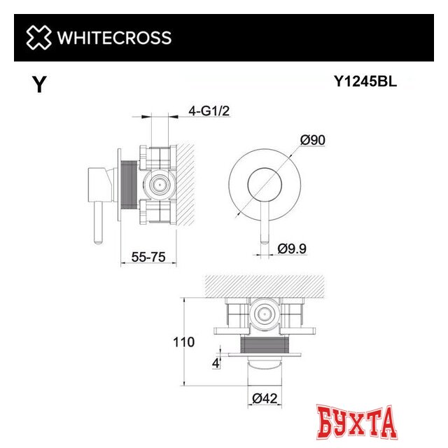 Смеситель Whitecross Y Y1245BL (черный матовый)