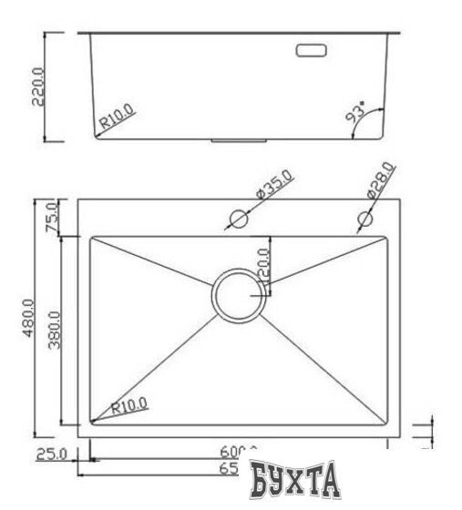 Кухонная мойка Roxen Simple 560220-65B