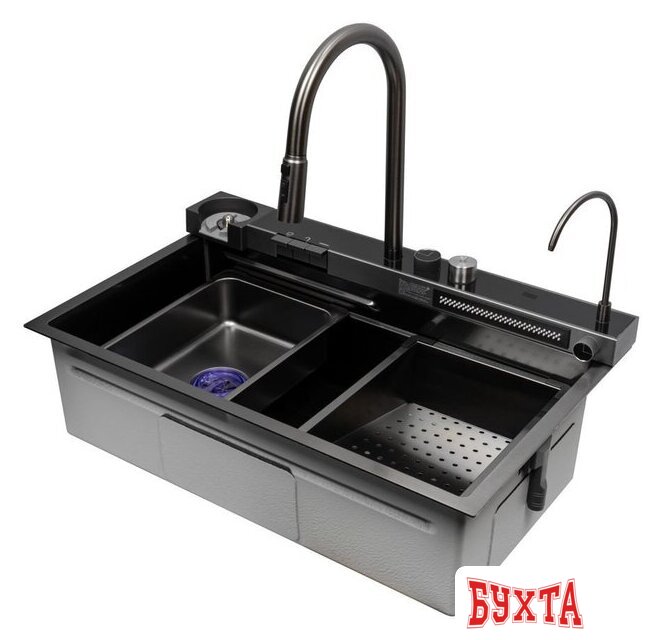Кухонная мойка ARFEKA Sensor ECO AR 750*450 Black PVD Nano Decor