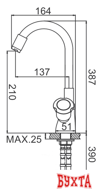 Смеситель Ledeme L4022-1 (красный/хром)