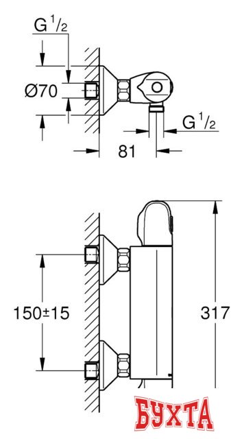 Смеситель Grohe Grohtherm 1000 [34550000]