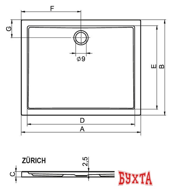 Душевой поддон Riho Zurich 120x80 [DA74]