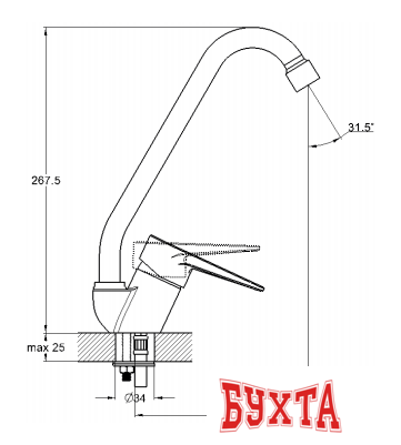 Смеситель Solone SUP4-B045