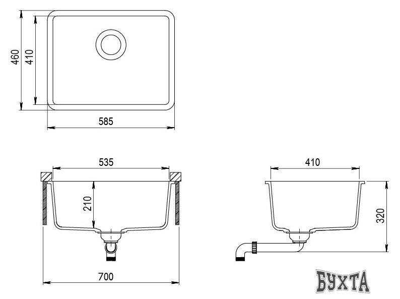 Кухонная мойка Aquasanita Arca SQA102W (alba 710)