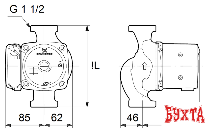 Циркуляционный насос Grundfos UPS 25-80 N 180