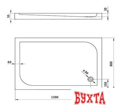 Душевой поддон Deante Cubic KTK_044B 120x80
