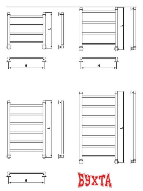 Полотенцесушитель Luxon FJ 100x50 (нижнее подключение)