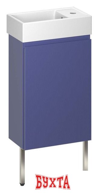 Мебель для ванных комнат Wellsee Тумба под умывальник 3 в 1 WC Area 221804003 (тумба/матовый синий, раковина/глянцевый белый, ножки/нержавеющая сталь)
