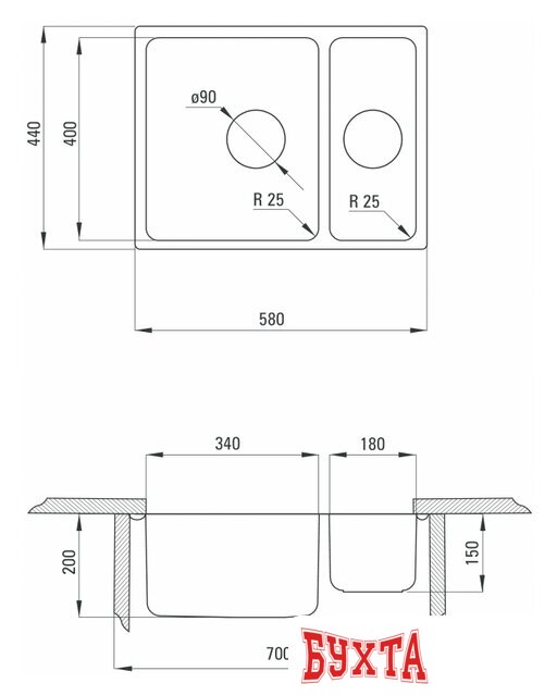 Кухонная мойка Deante Egeria ZPE 050C