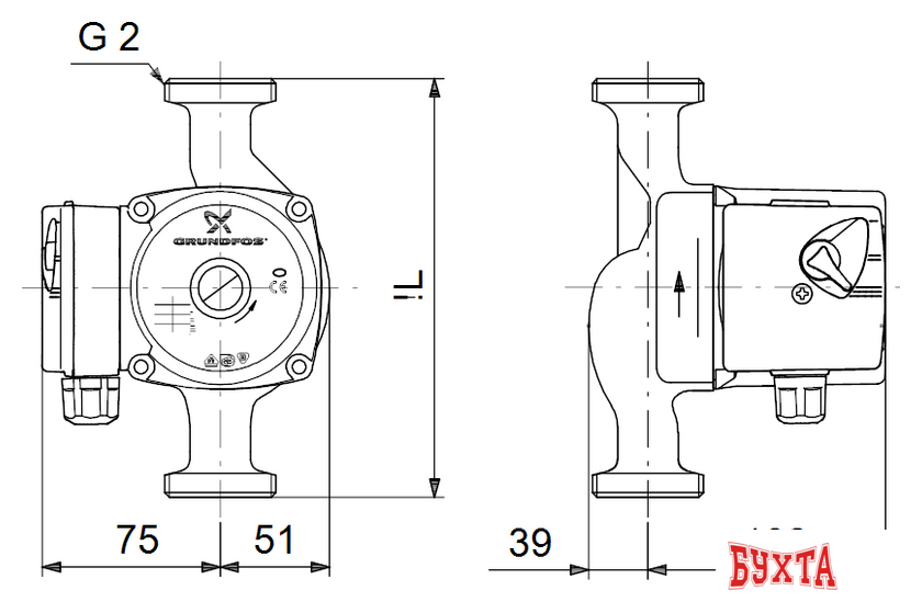 Циркуляционный насос Grundfos UPS 32-40 180