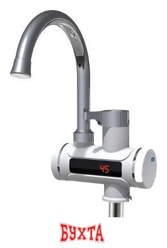 Проточный электрический водонагреватель-кран Unipump BEF-001 с дисплеем и жестким изливом