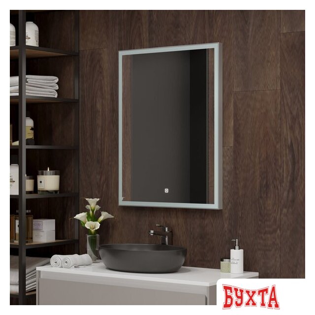 Мебель для ванных комнат Континент Зеркало Frame Silver Led 60x80
