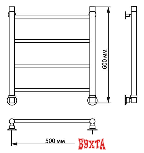 Полотенцесушитель Luxon J 80x50 (нижнее подключение)