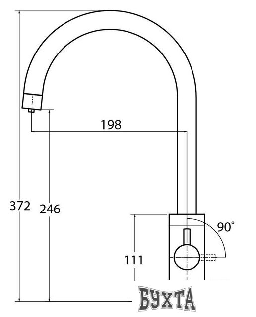 Кухонная мойка Aquasanita Rock SQR 103 + cмеситель Sabiaduo 2963 (черный металлик 601)
