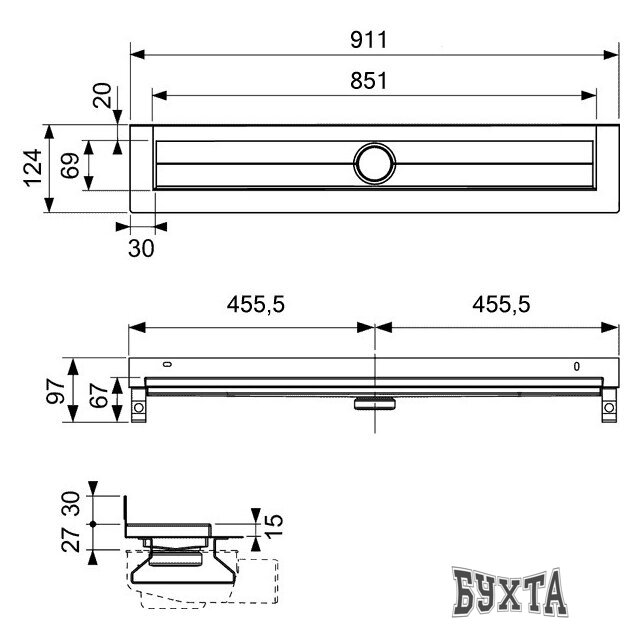 Трап/канал Tece Drainline 600901