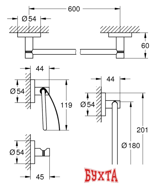 Набор для туалета Grohe Essentials 40776001