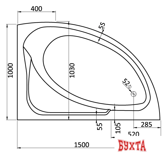 Ванна Santek Гоа 150x100 R [1WH112032]