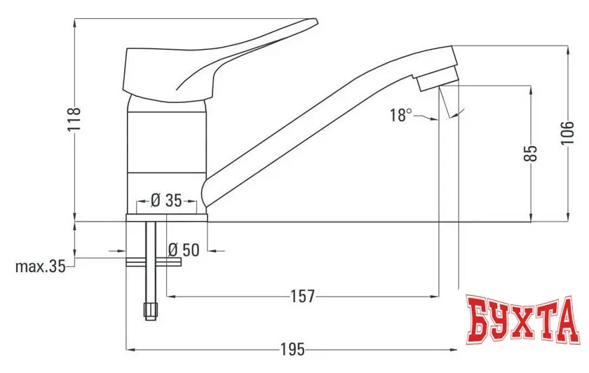 Смеситель Deante Vero BOW 026M