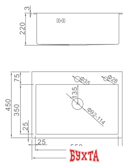 Кухонная мойка Gerhans K36045B (графит)