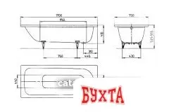 Ванна Kaldewei Saniform Plus 373-1 170x75 112600013001 (easy-clean)