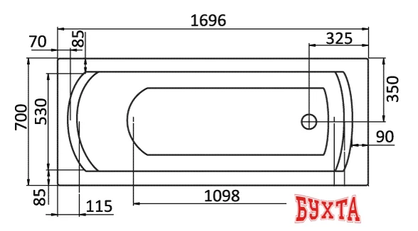 Ванна Santek Монако 170x70 (1WH111979)