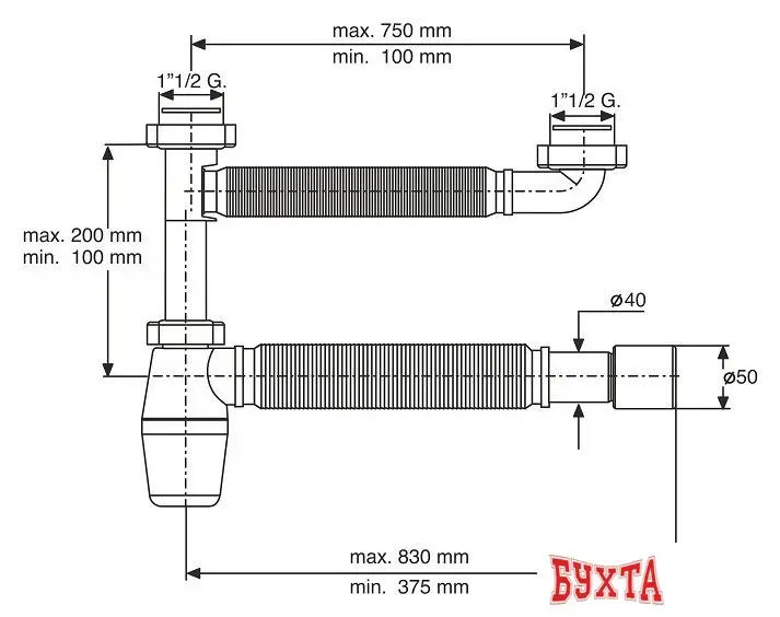 Сифон Bonomini 1022EX45B0