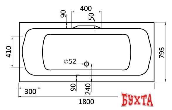 Ванна Santek Корсика 180x80 1WH111981 (с каркасом и экраном)