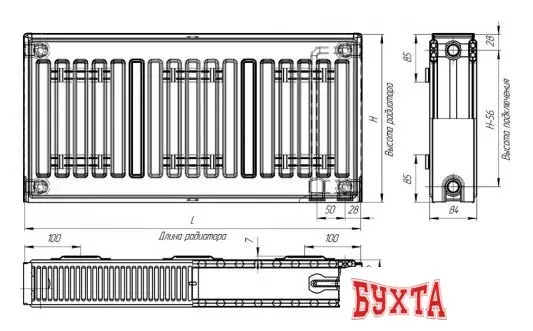 Стальной панельный радиатор Лидея ЛК 20-705 700x500