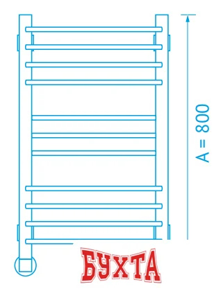 Полотенцесушитель Маргроид Вид 9/10 премиум профильный боковое подключение 80x50