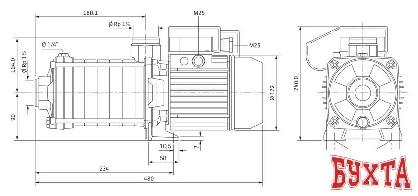 Самовсасывающий насос Wilo Economy MHIL 904 (3~400 V)