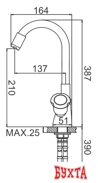 Смеситель Ledeme L4022-2 (черный/хром)