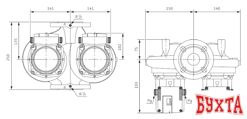 Циркуляционный насос Wilo TOP-SD 40/7 (1~230 V, PN 6/10)