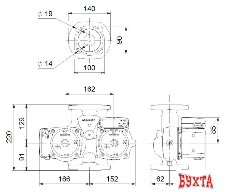 Циркуляционный насос Grundfos UPSD 32-50 F 220