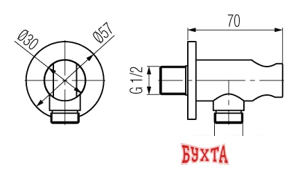 Держатель душевой лейки с подключением Valvex Round Plus 2448310