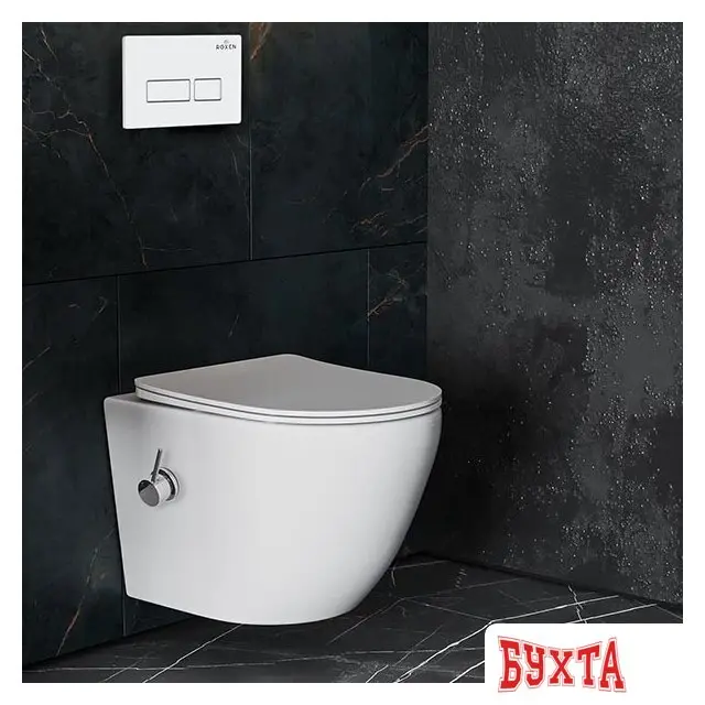 Унитаз подвесной Roxen Antares Bidet в комплекте с инсталляцией StounFix Slim 6 в 1 953833 (кнопка: белый глянец)