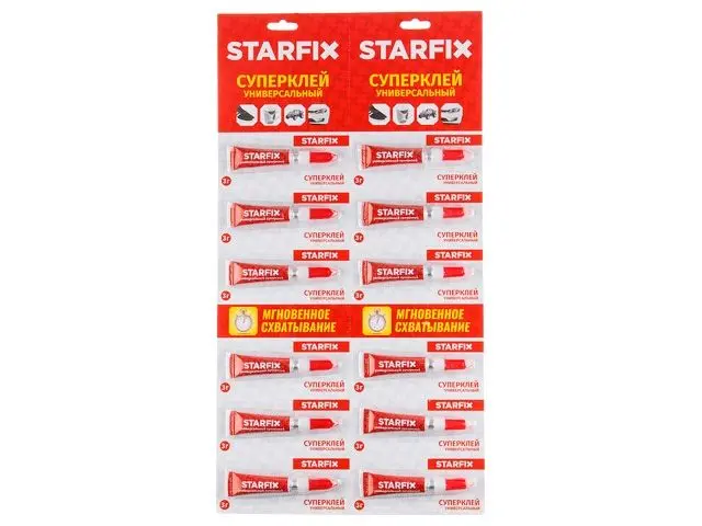 Суперклей универсальный STARFIX, (12шт. х 3гр.), арт.SM-42379-1 (Китай)