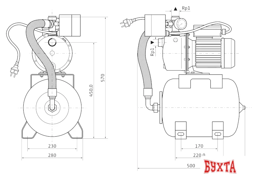 Насосная станция Wilo Jet HWJ 20 L 203 (1~230 В)