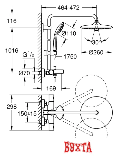 Душевая система  Grohe Euphoria System 260 26114001