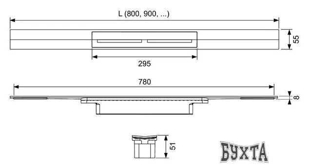 Трап/канал Tece Drainprofile 670910 (глянец)