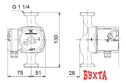 Циркуляционный насос Grundfos UPS 20-40 130