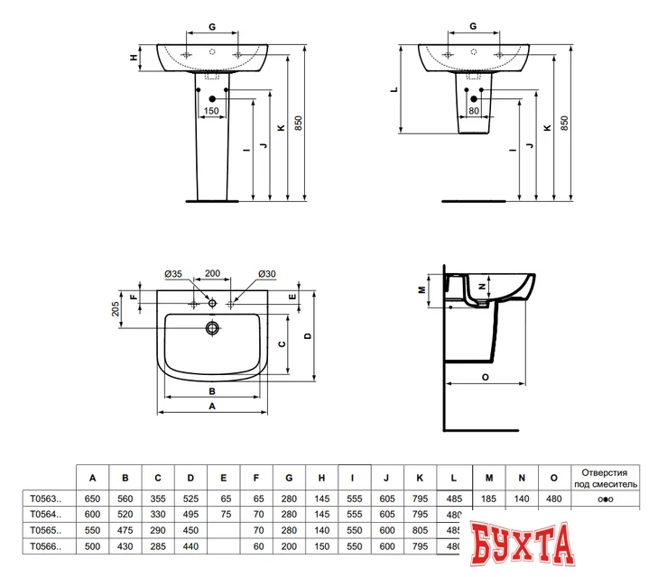 Пьедестал для умывальника Ideal Standard Tempo T422901