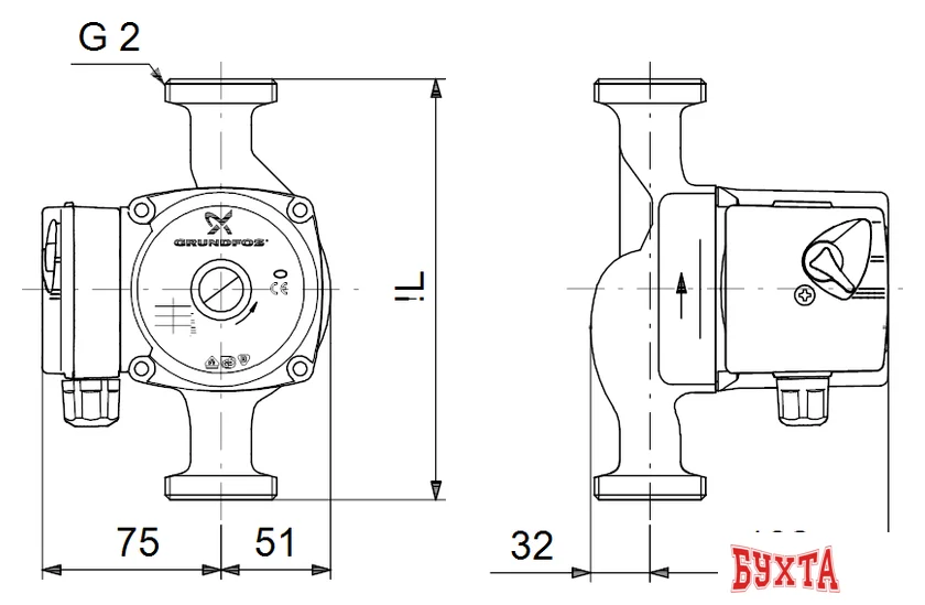 Циркуляционный насос Grundfos UPS 32-70 180