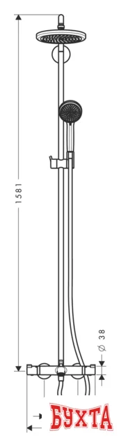 Душевая система  Hansgrohe Croma 220 Showerpipe для ванны 1406 мм (27223000)