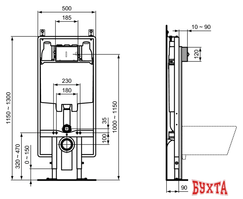 Инсталляция для унитаза Ideal Standard Prosys 80M Frame R014367